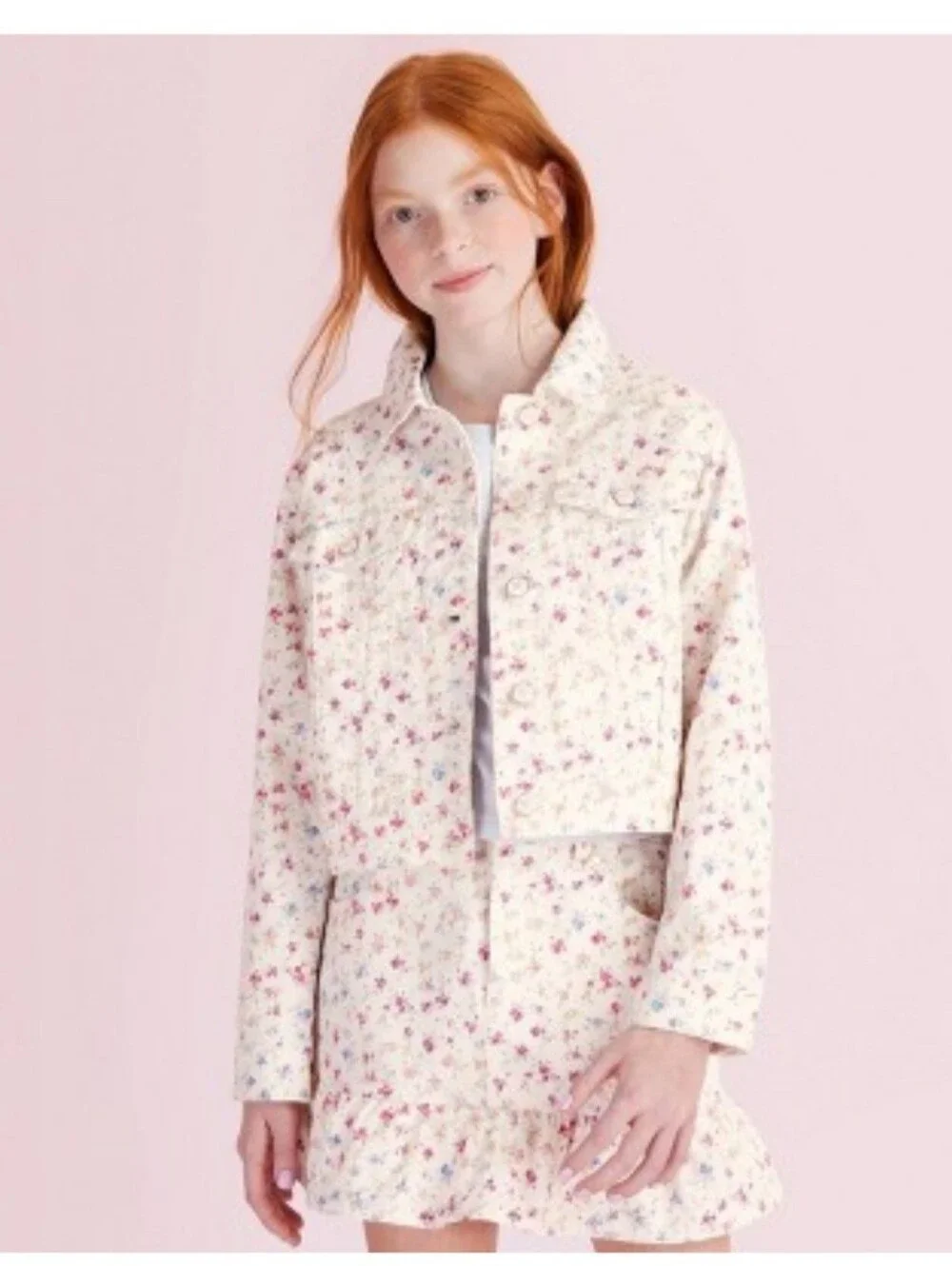 NWT LoveShackFancy x Target Girls Grace Sunrise Patchwork Floral Denim Jacket- L